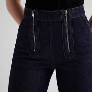 Express High Waisted Rinse Exposed Double Zipper Wide Leg Jeans